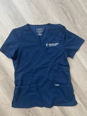 Cherokee Navy Blue Methodist Healthcare Scrub Top